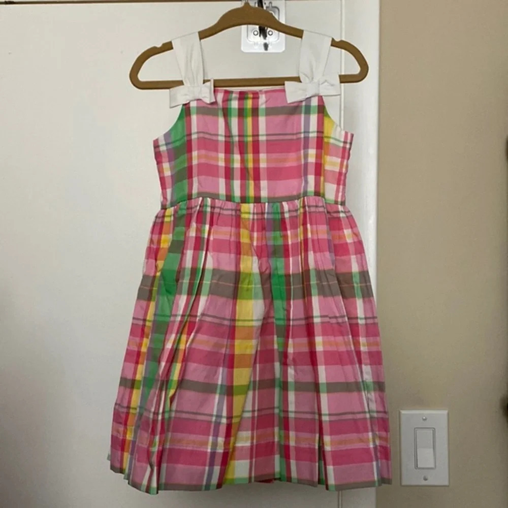 NWT Janie & Jack Pink Green Plaid Dress Matching Bloomers Size 12-18M